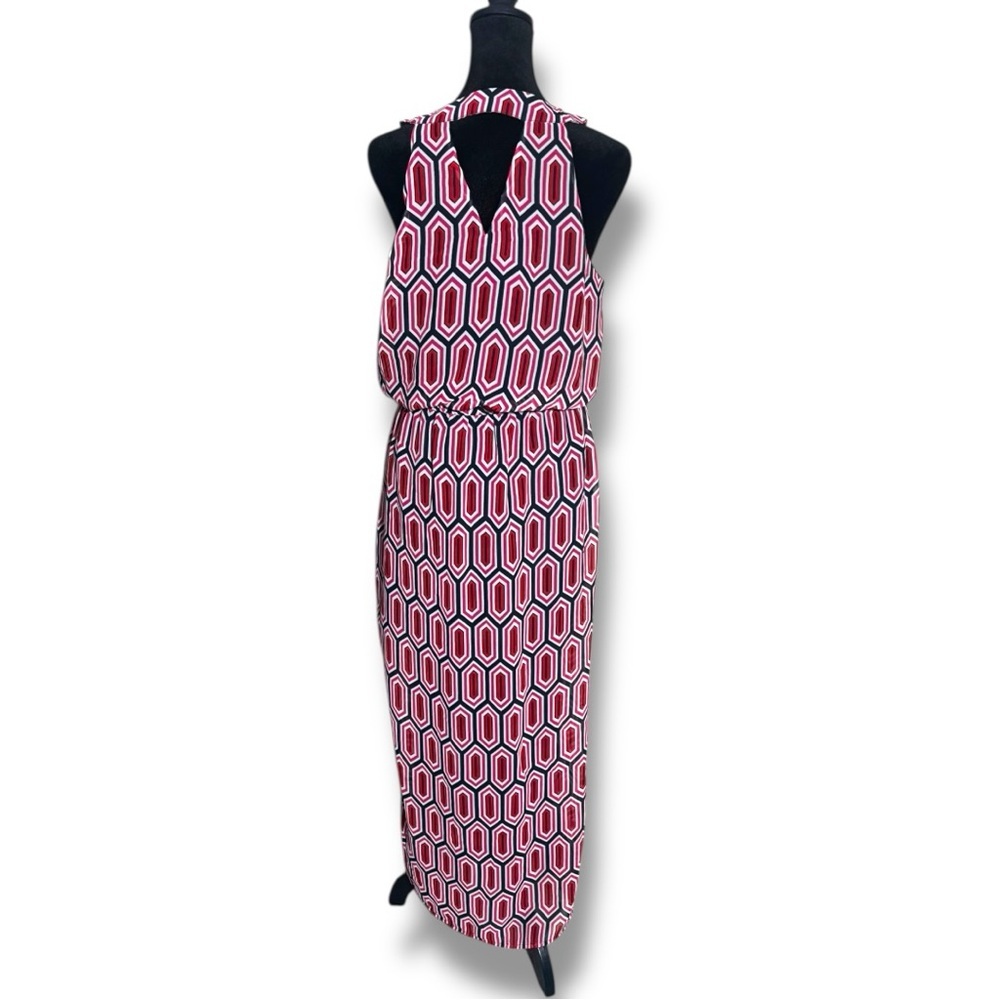 Banana Republic Red/White/Black Geometric Pattern Cutout Sleeveless Maxi Dress - Picture 5 of 16